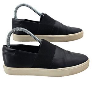 Vince Womens 7.5 Corbin Black Leather Slip-on Sneakers